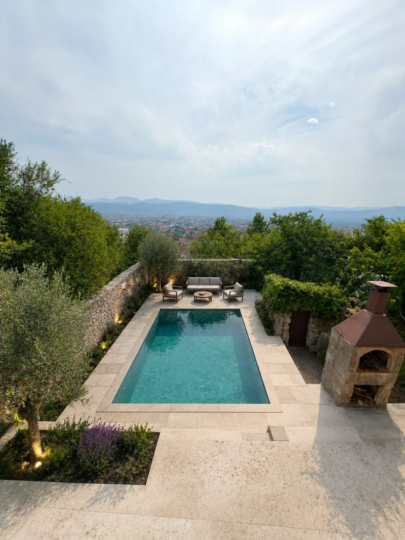 Visualization of the landscaped garden with pool